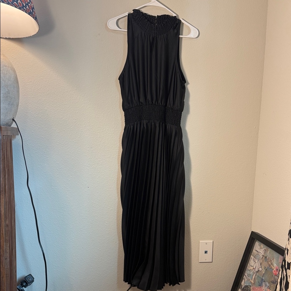 Elegant Black Pleated Halter Dress size small